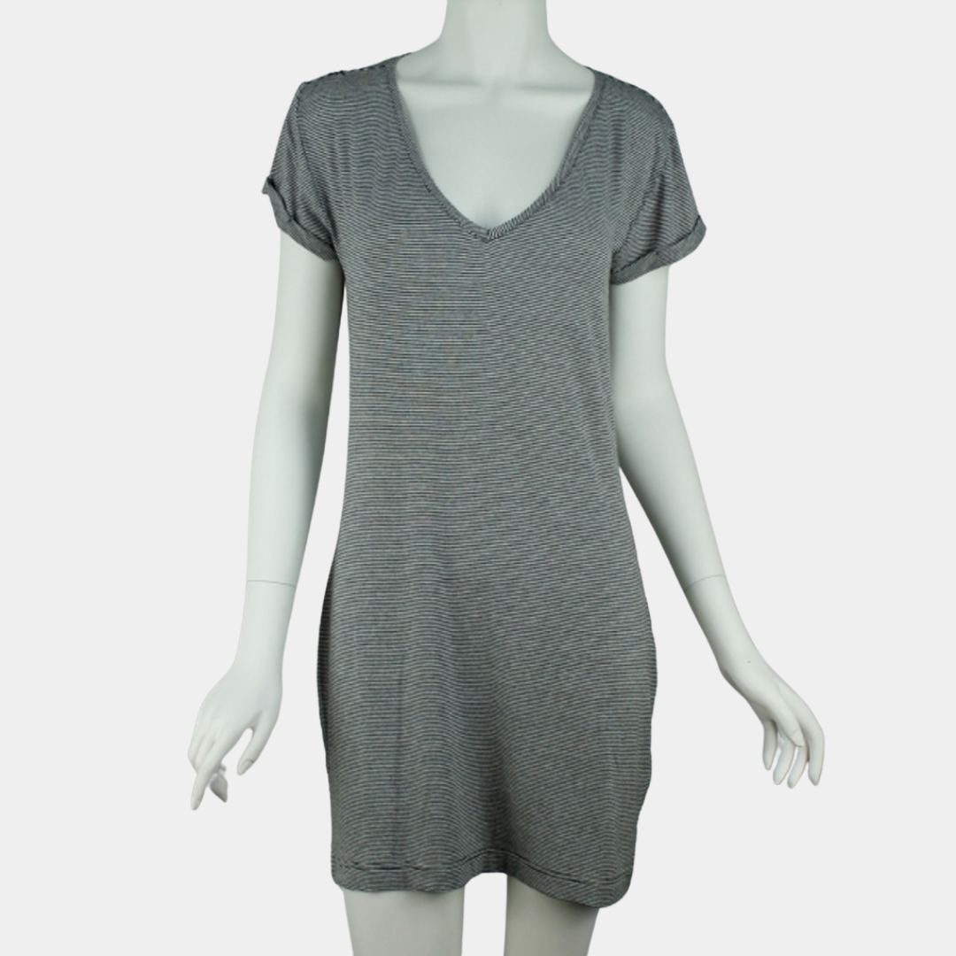 Jersey Kleid dunkelgrau gestreift | PUTTMEISTER