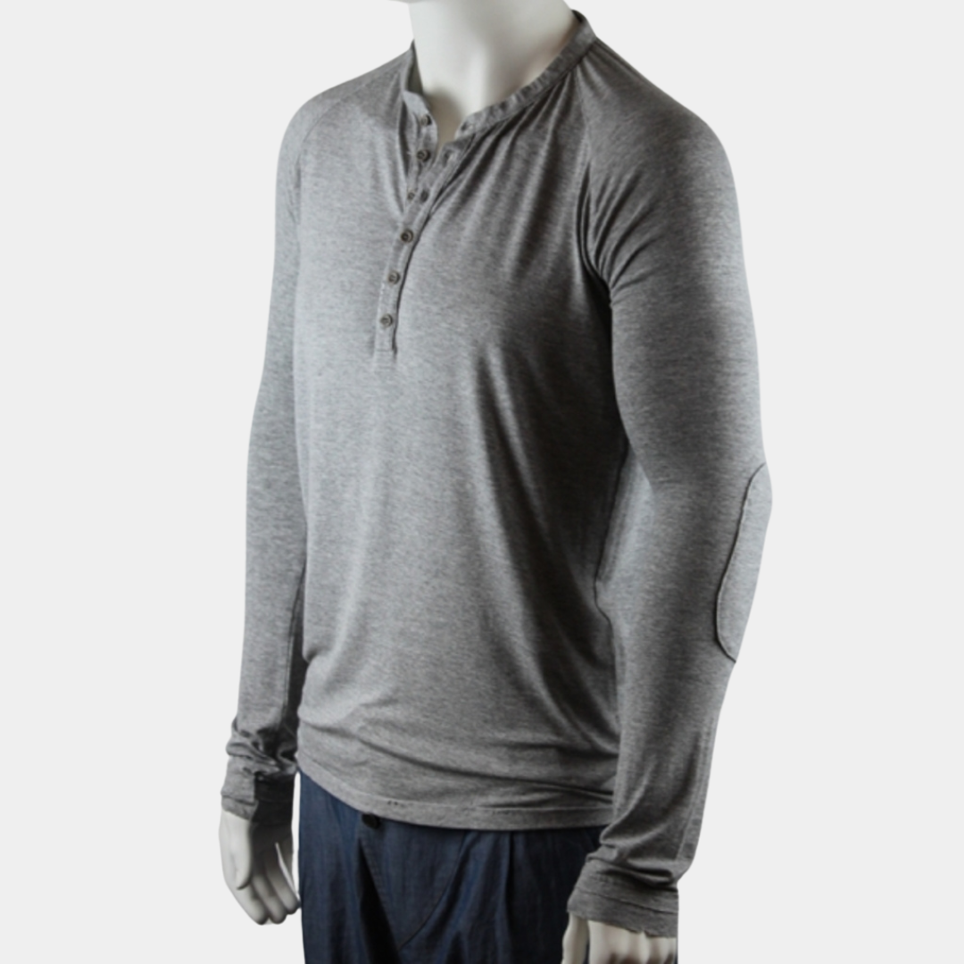 SLIM-FIT Longsleeve Grau | Knopfleiste | PUTTMEISTER
