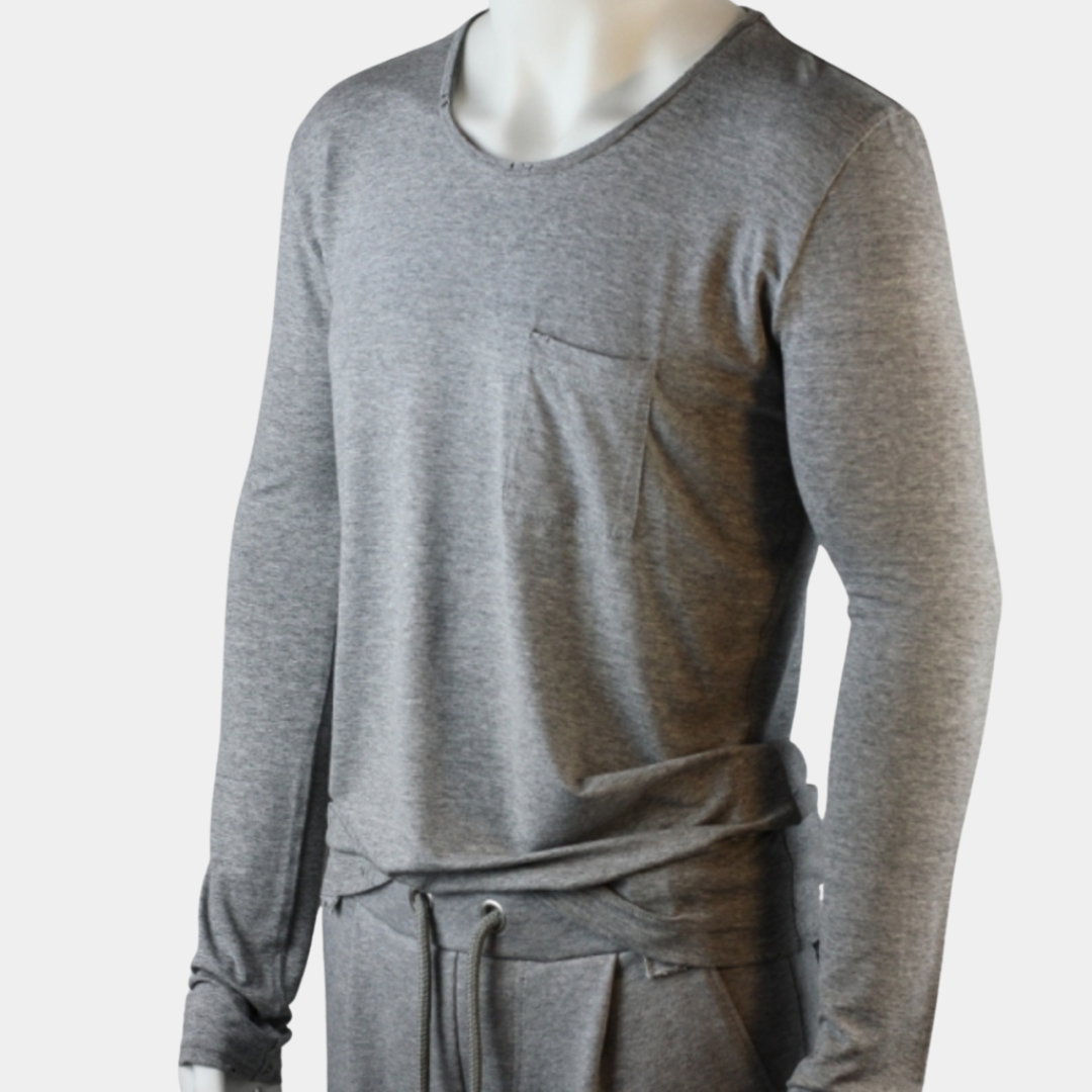 SLIM-FIT Longsleeve Grey | Chest Pocket | PUTTMEISTER