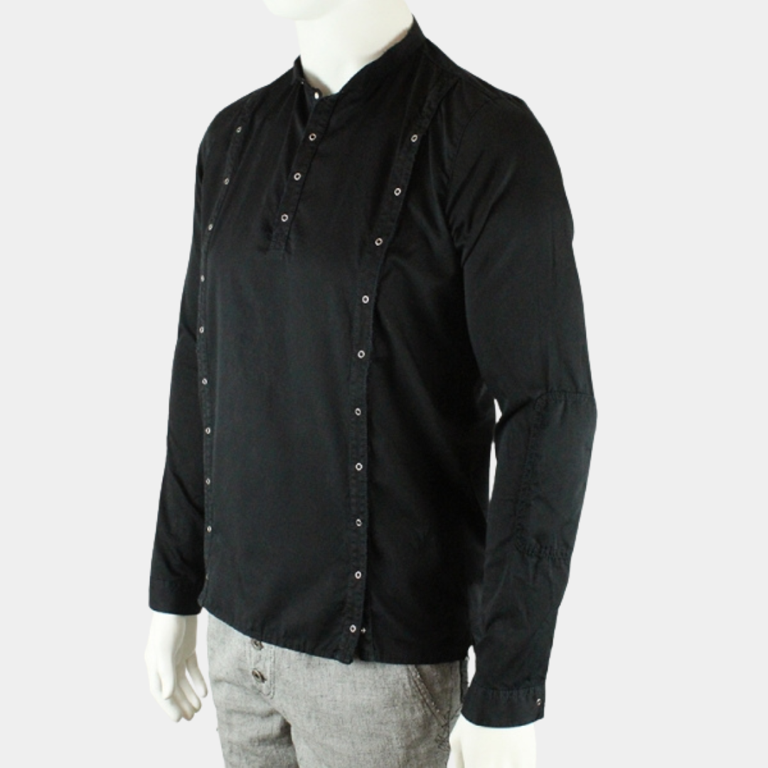 SLIM-FIT 3-Plackets Hemd Schwarz | PUTTMEISTER