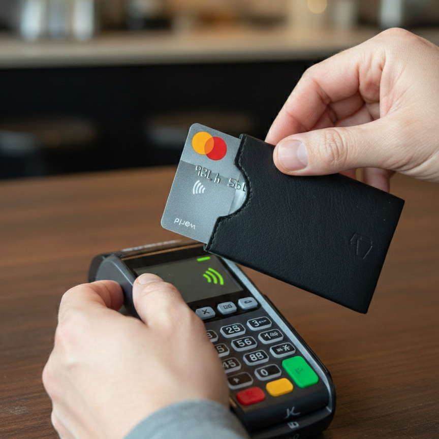 W4LLET | Kreditkarten Etui | Glattleder Schwarz | RFID-SCHUTZ