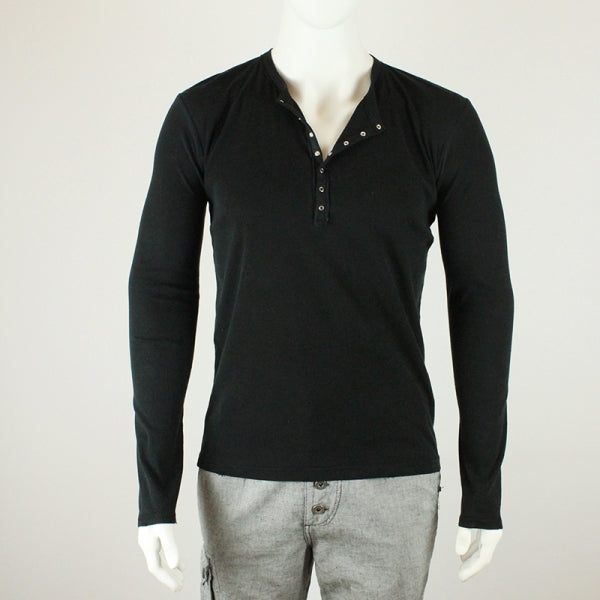 SLIM-FIT Longsleeve Schwarz | Knopfleiste | PUTTMEISTER