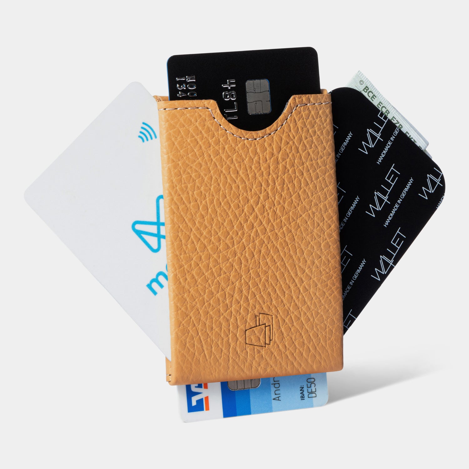 W4LLET | Kreditkarten Etui | Strukturleder Caramel | RFID-SCHUTZ