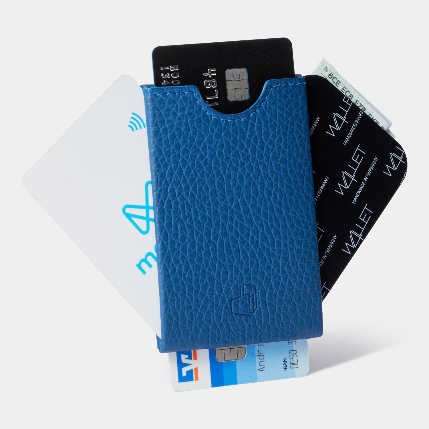 W4LLET | Kreditkarten Etui | Strukturleder Kobalt | RFID-SCHUTZ