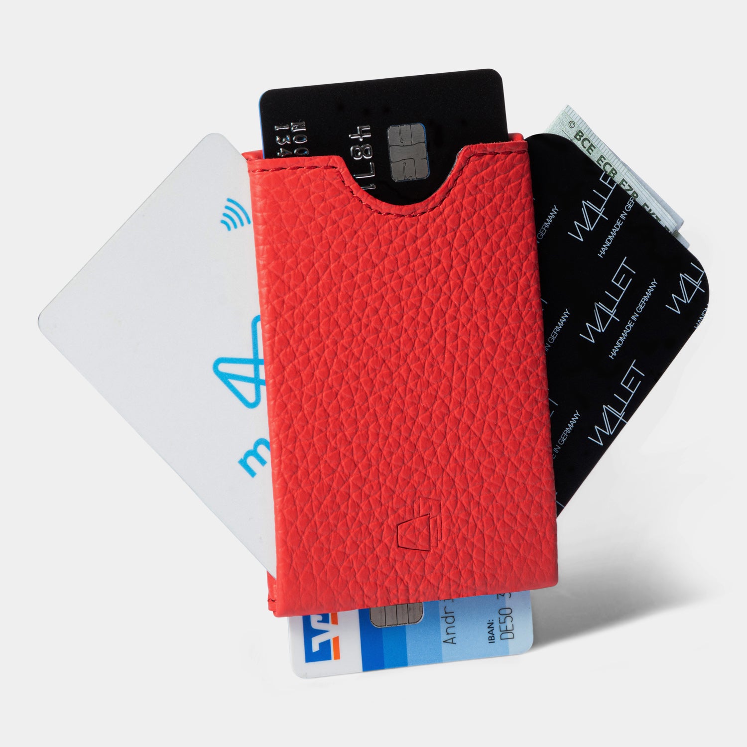 W4LLET | Kreditkarten Etui | Strukturleder Rot | RFID-SCHUTZ