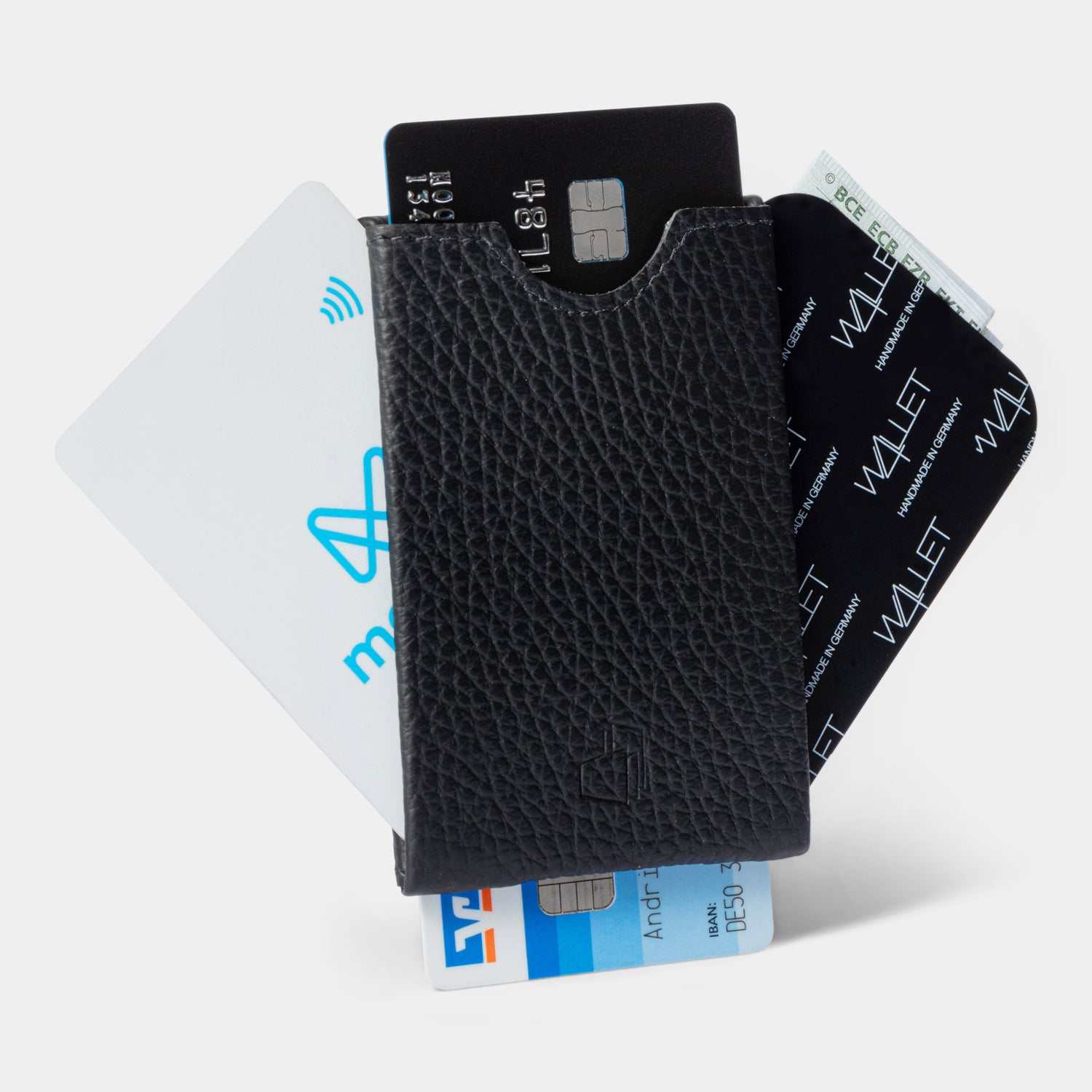 W4LLET | Kreditkarten Etui | Strukturleder Schwarz | RFID-SCHUTZ