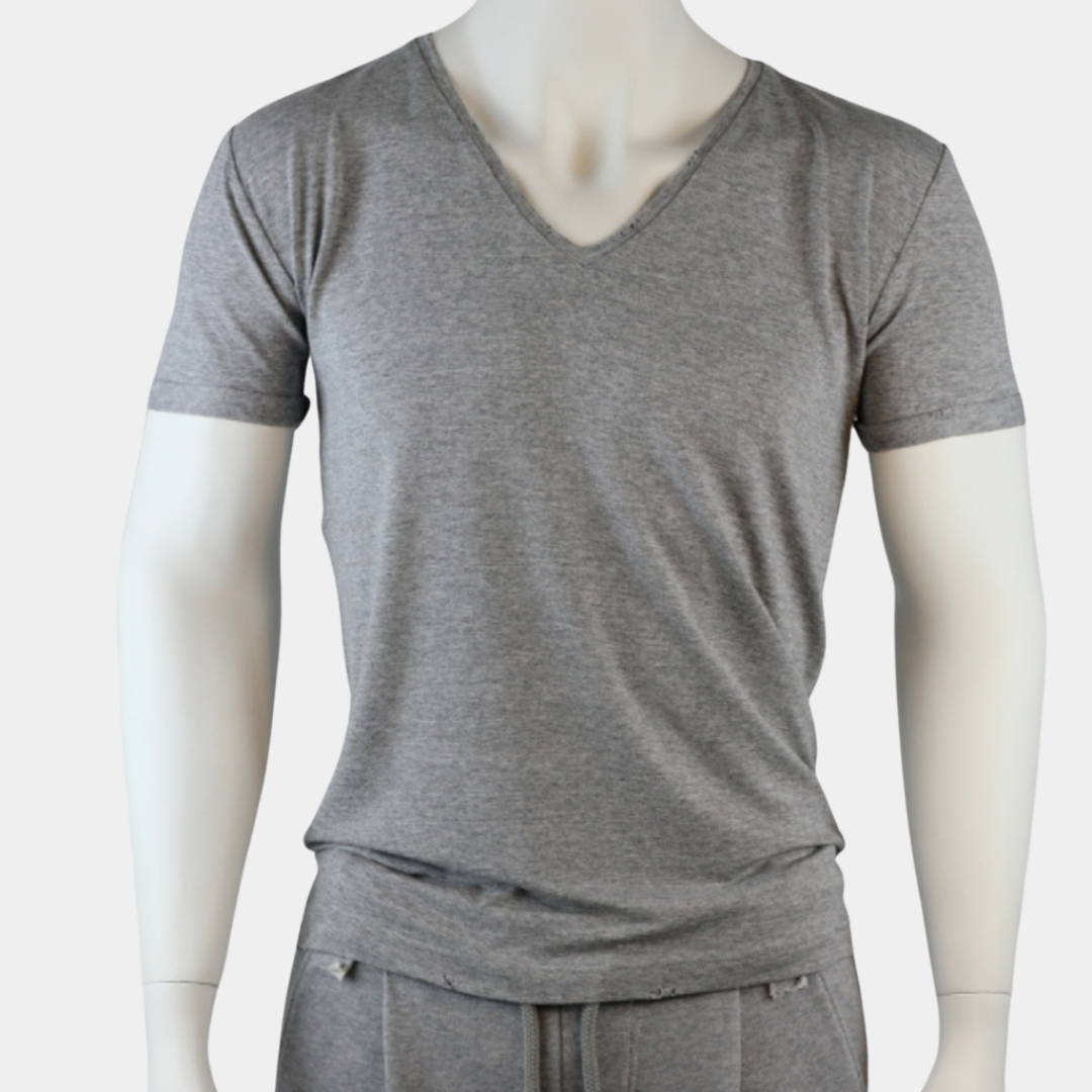 V-neck T-Shirt Grau meliert | PUTTMEISTER