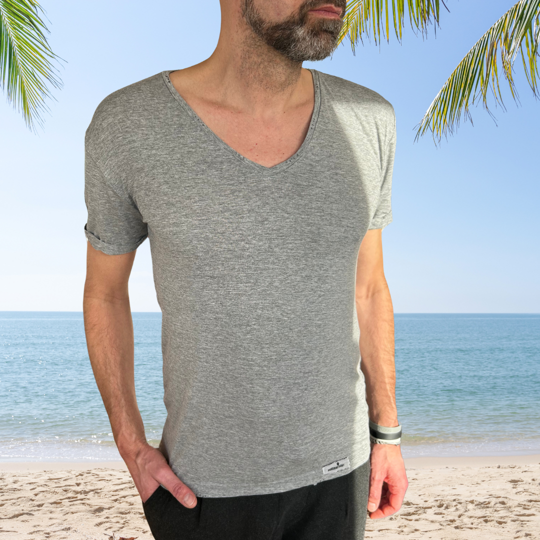 V-neck T-Shirt Grau meliert | PUTTMEISTER