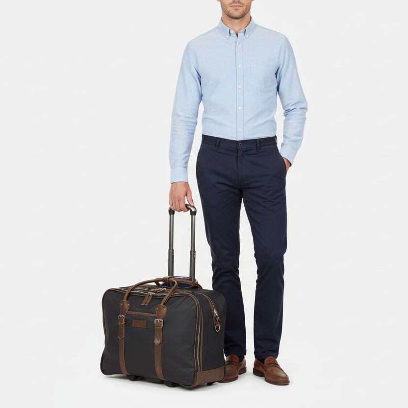 2-Rollen Trolley Leder|Denim
