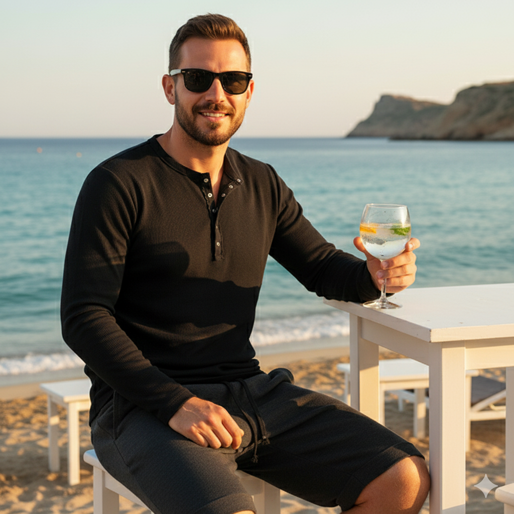 SLIM-FIT Longsleeve Schwarz | Knopfleiste | PUTTMEISTER