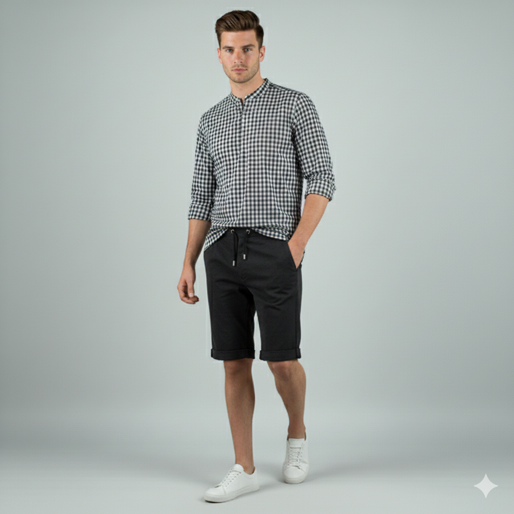 SLIM FIT shirt | Checked b&amp;w | PUTTING MASTER