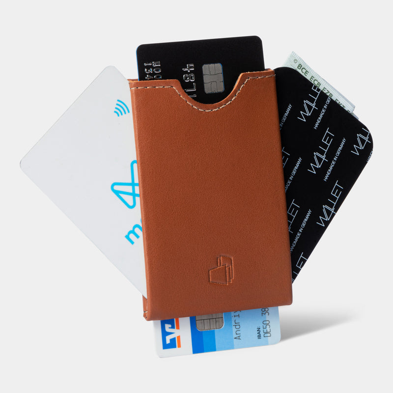 W4LLET | Kreditkarten Etui | Glattleder Cognac | RFID-SCHUTZ